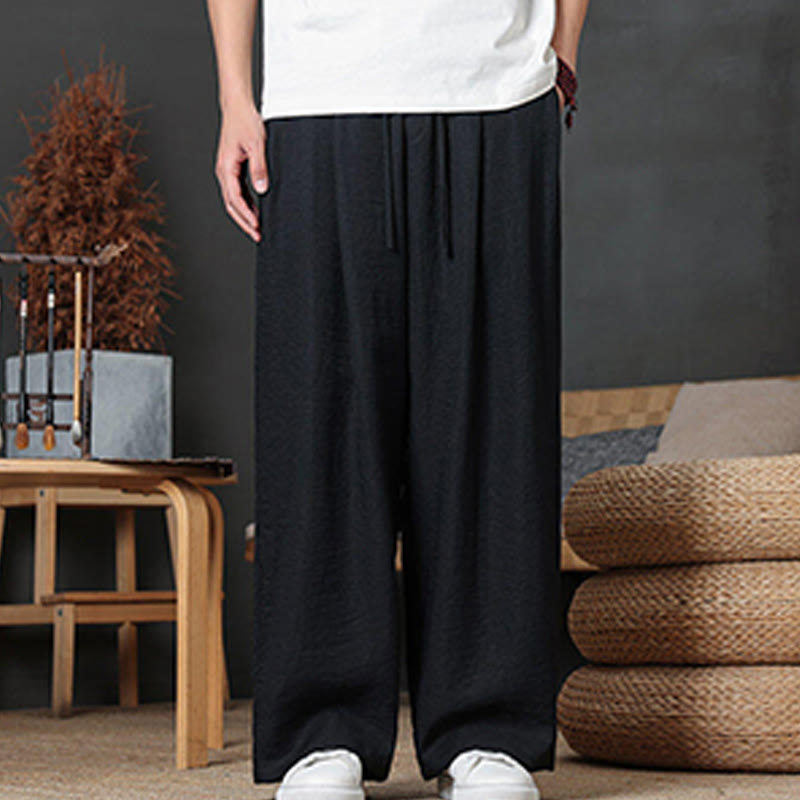 Buddha Stonesカジュアル無地ドローストリングデザインメンズパンツポケット付き - image 37