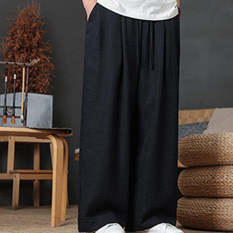 Buddha Stonesカジュアル無地ドローストリングデザインメンズパンツポケット付き - image 34