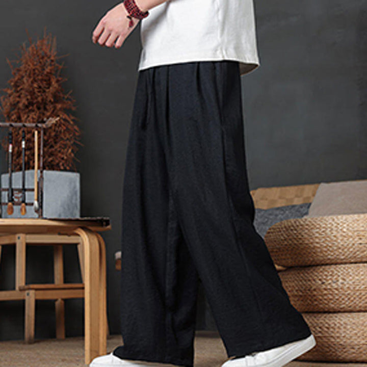 Buddha Stonesカジュアル無地ドローストリングデザインメンズパンツポケット付き - image 38