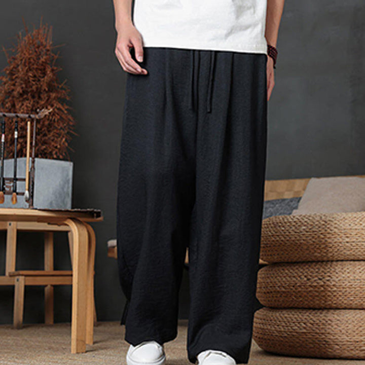 Buddha Stonesカジュアル無地ドローストリングデザインメンズパンツポケット付き - image 35