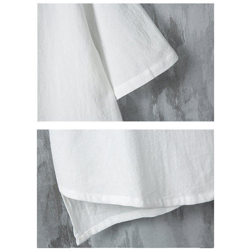 Buddha Stones夏 無地 唐装 カエルボタンデザイン メンズ 半袖 コットンシャツ - image 6