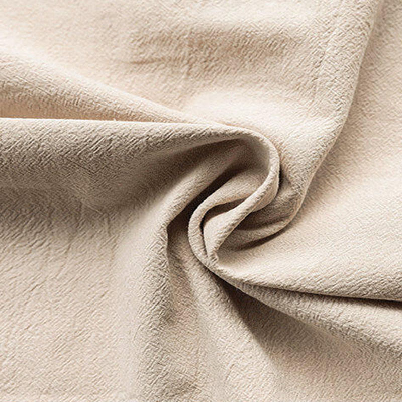 Buddha Stones夏 無地 唐装 カエルボタンデザイン メンズ 半袖 コットンシャツ - image 1