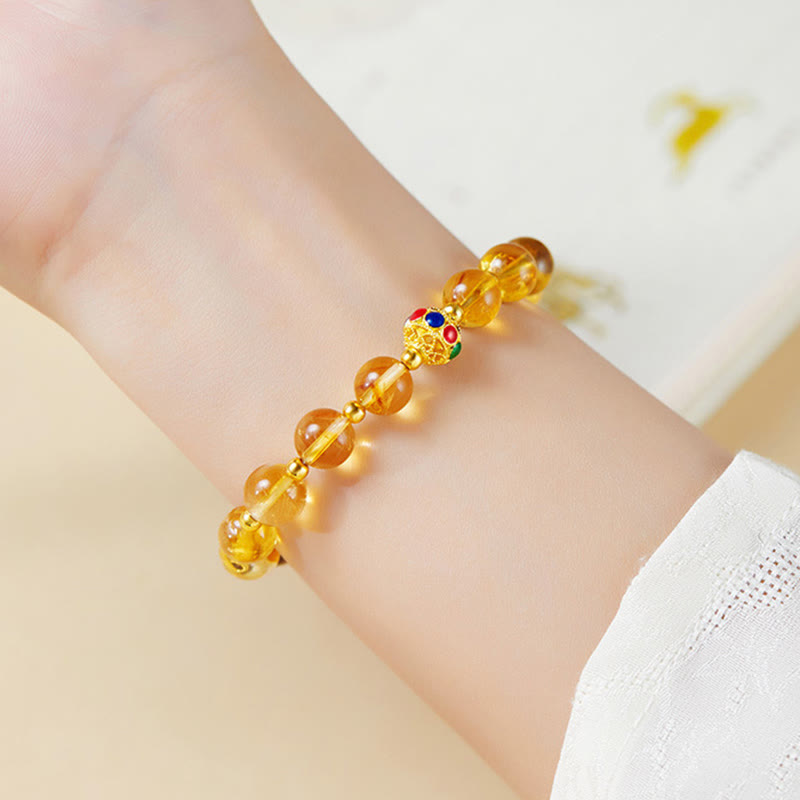 Buddha Stones925スターリングシルバー フーキャラクター シトリン タイガーアイ プロテクションブレスレット