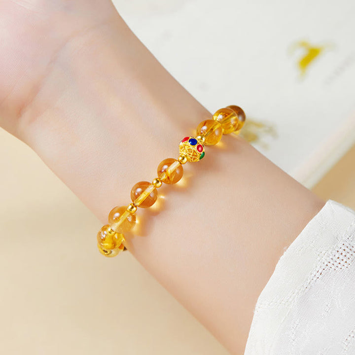 Buddha Stones925スターリングシルバー フーキャラクター シトリン タイガーアイ プロテクションブレスレット