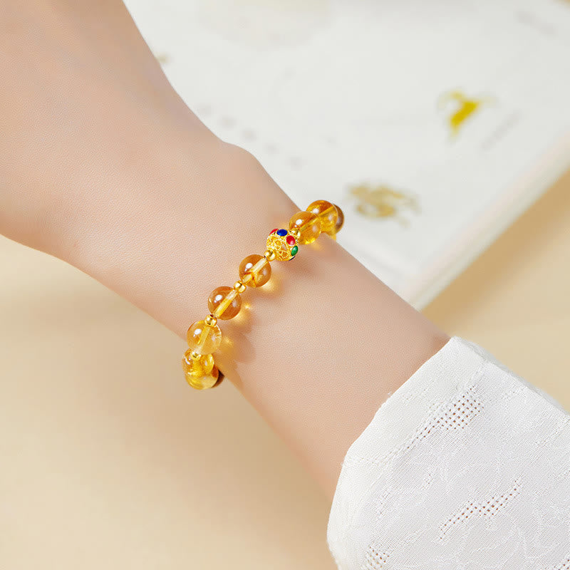 Buddha Stones925スターリングシルバー フーキャラクター シトリン タイガーアイ プロテクションブレスレット