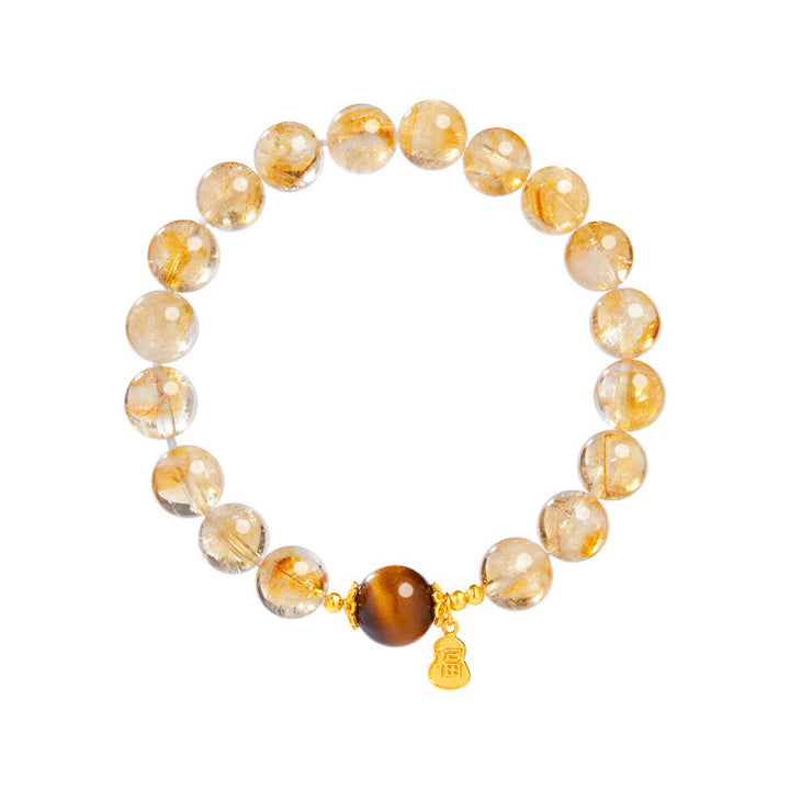 Buddha Stones925 スターリングシルバー ひょうたん 福文字 シトリン タイガーアイ 繁栄のブレスレット