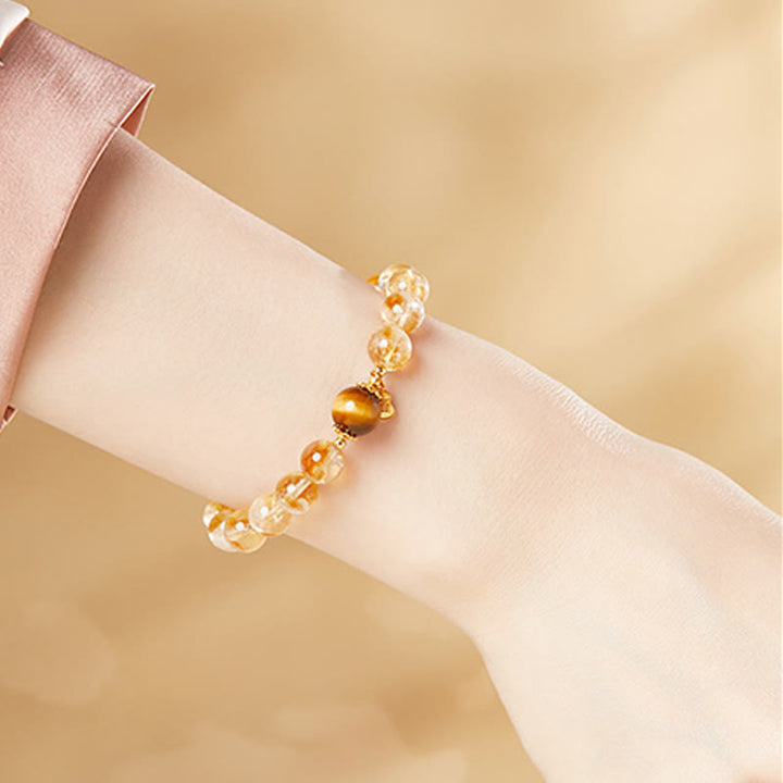 Buddha Stones925 スターリングシルバー ひょうたん 福文字 シトリン タイガーアイ 繁栄のブレスレット