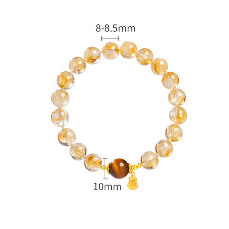 Buddha Stones925 スターリングシルバー ひょうたん 福文字 シトリン タイガーアイ 繁栄のブレスレット