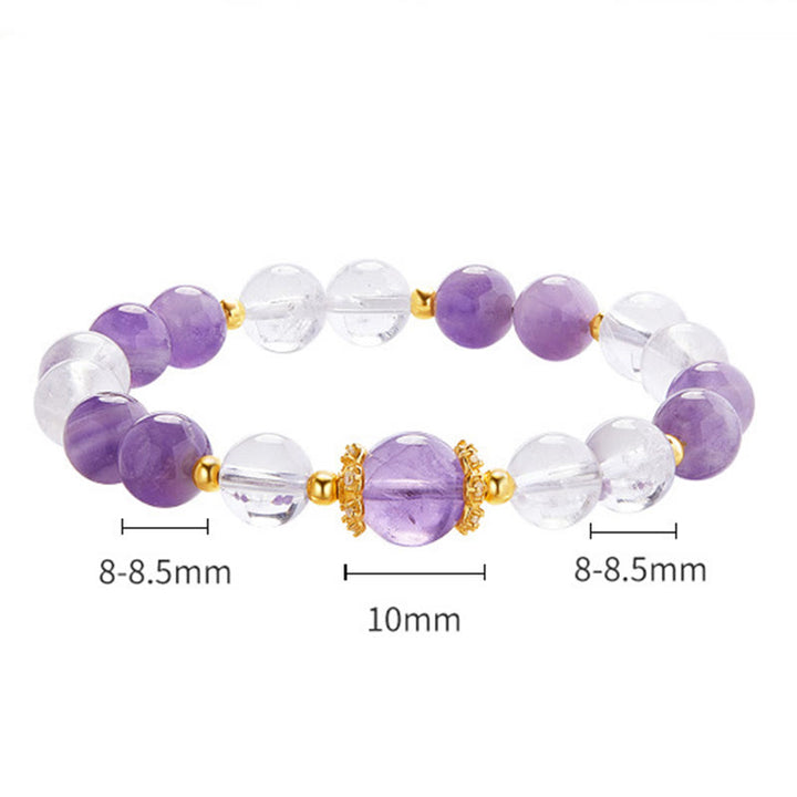 Buddha Stones 925スターリングシルバー 天然アメジスト ホワイトクリスタル バランスブレスレット - image 4