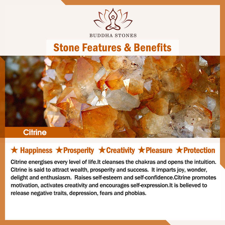 Buddha Stones 925スターリングシルバー 天然シトリン ホワイトクリスタル ピースバックル 意味 福 性格 保護 編み込み ストリングブレスレット