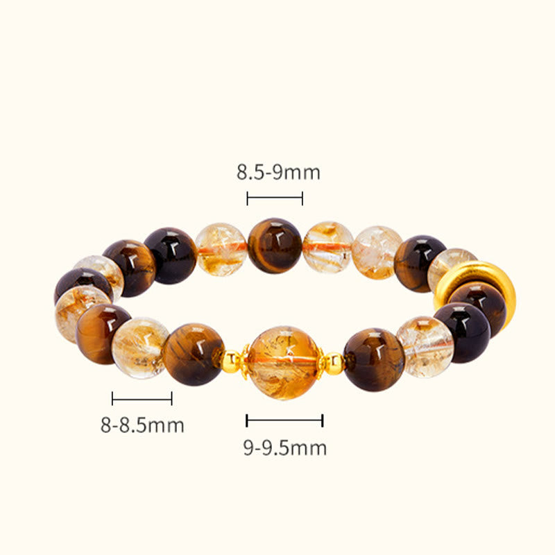 Buddha Stones 999スターリングシルバー 天然シトリン タイガーアイ ピース平和のお守りチャーム守護ブレスレット - image 4