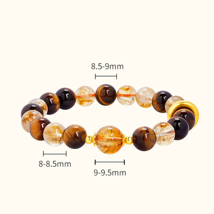 Buddha Stones 999スターリングシルバー 天然シトリン タイガーアイ ピース平和のお守りチャーム守護ブレスレット - image 4
