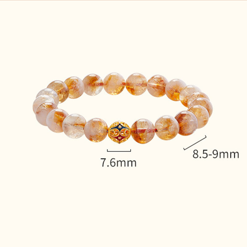 Buddha Stones 999スターリングシルバー 天然シトリンフラワーボールビーズ 保護ブレスレット