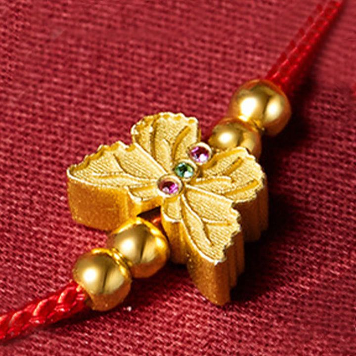 Buddha Stones999スターリングシルバー バタフライレッドストリング ストレングスブレスレット