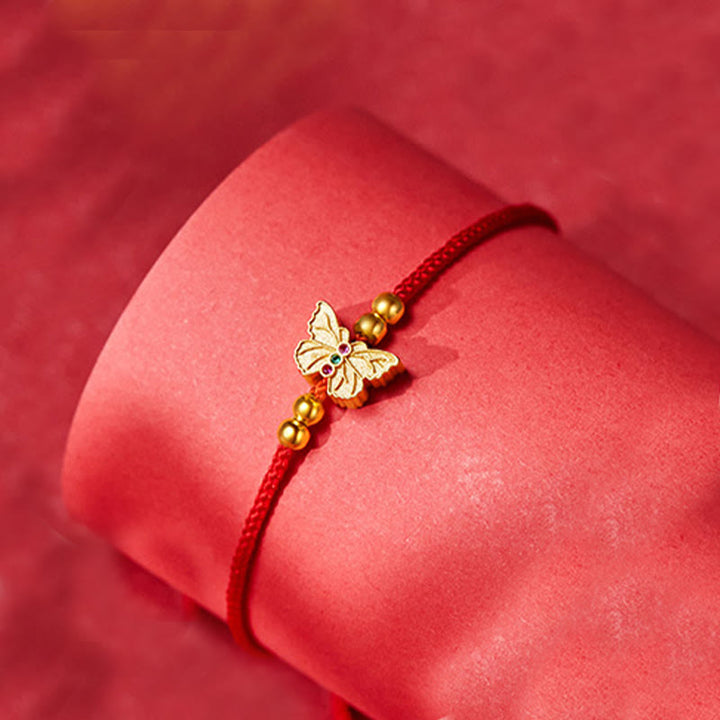 Buddha Stones999スターリングシルバー バタフライ赤紐強さブレスレット - image 4