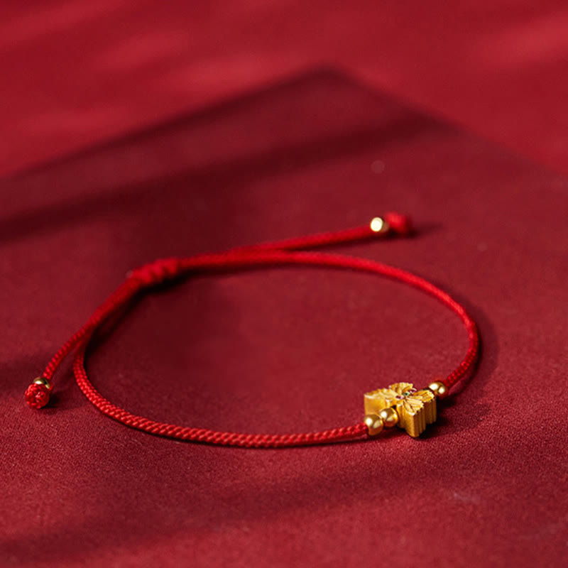 Buddha Stones999スターリングシルバー バタフライレッドストリング ストレングスブレスレット