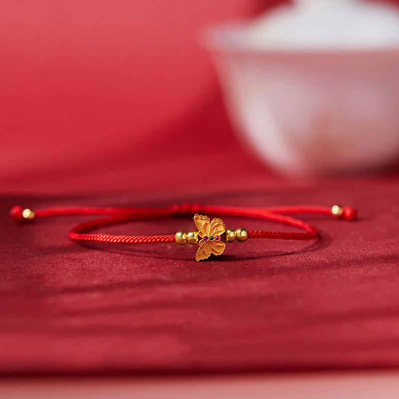 Buddha Stones999スターリングシルバー バタフライ赤紐強さブレスレット - バタフライ（手首周り：14～18cm） - image 0