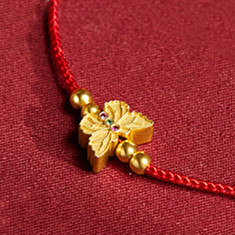 Buddha Stones999スターリングシルバー バタフライレッドストリング ストレングスブレスレット