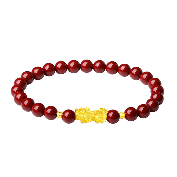 Buddha Stones999ゴールド 5Dハードゴールド 辰砂 貔貅 カームブレスレット