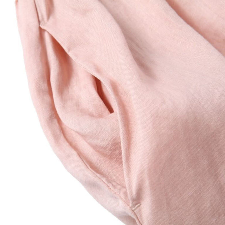 Buddha Stonesの秋のヴィンテージ刺繍ボタンドローストリングデザインコットンリネン長袖ミディドレス（ポケット付き） - image 8