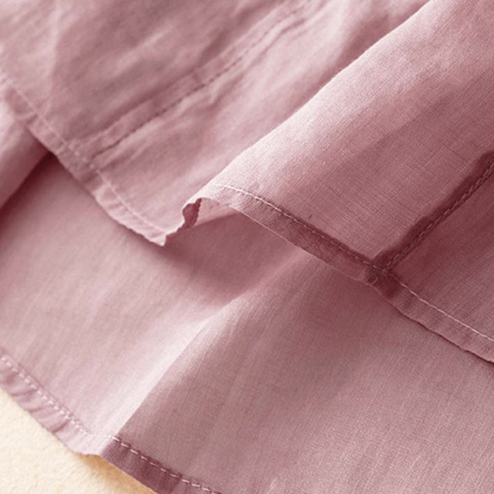 Buddha Stonesカジュアル 無地 刺繍 柳葉 半袖 Vネック レディース シャツ - image 6