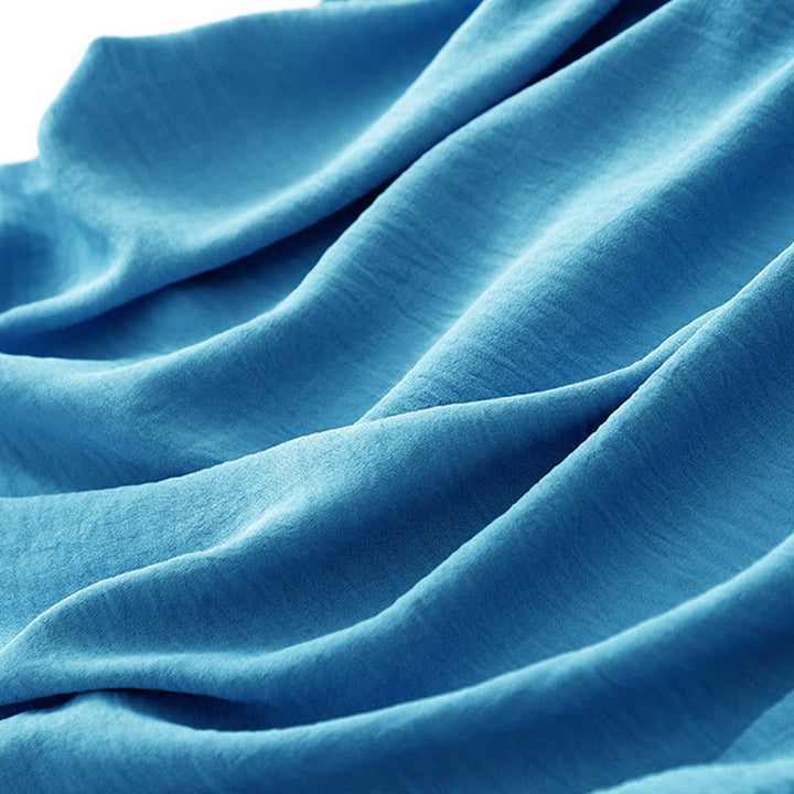 Buddha Stonesカジュアル 無地 ハンドメイド レースアップ ミディドレス コットンリネン ノースリーブ ポケット付き - image 10