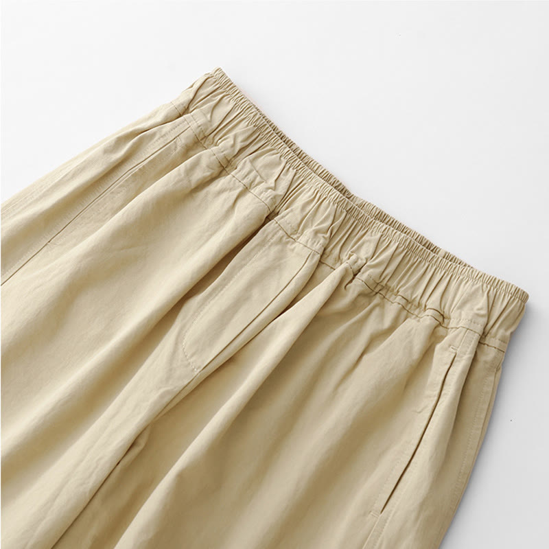 Buddha Stones春の通勤用 無地 ハイウエスト レディース ワイドレッグ コットンリネン パンツ ポケット付き - image 18