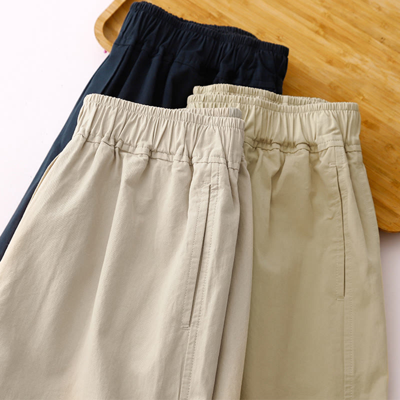 Buddha Stones春の通勤用 無地 ハイウエスト レディース ワイドレッグ コットンリネン パンツ ポケット付き - image 27