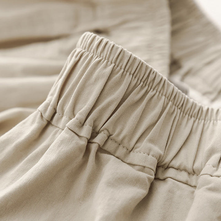 Buddha Stones春の通勤用 無地 ハイウエスト レディース ワイドレッグ コットンリネン パンツ ポケット付き - image 4