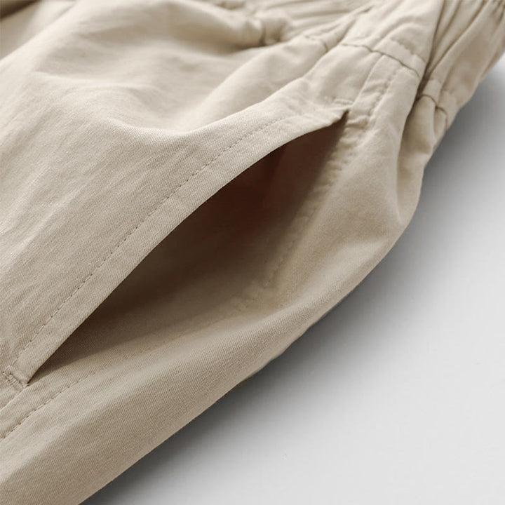 Buddha Stones春の通勤用 無地 ハイウエスト レディース ワイドレッグ コットンリネン パンツ ポケット付き - image 5