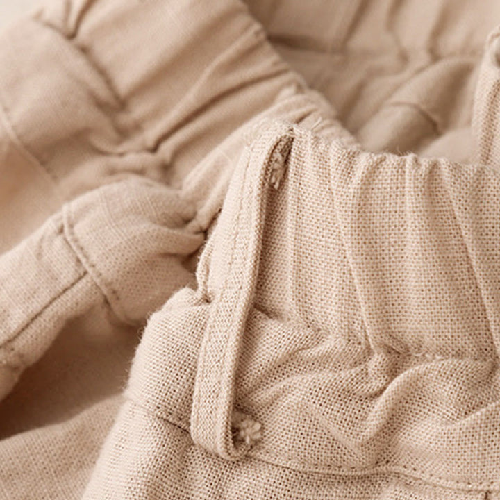 Buddha Stones通勤用ヴィンテージ無地レディースワイドレッグコットンパンツ（ポケット付き） - image 4