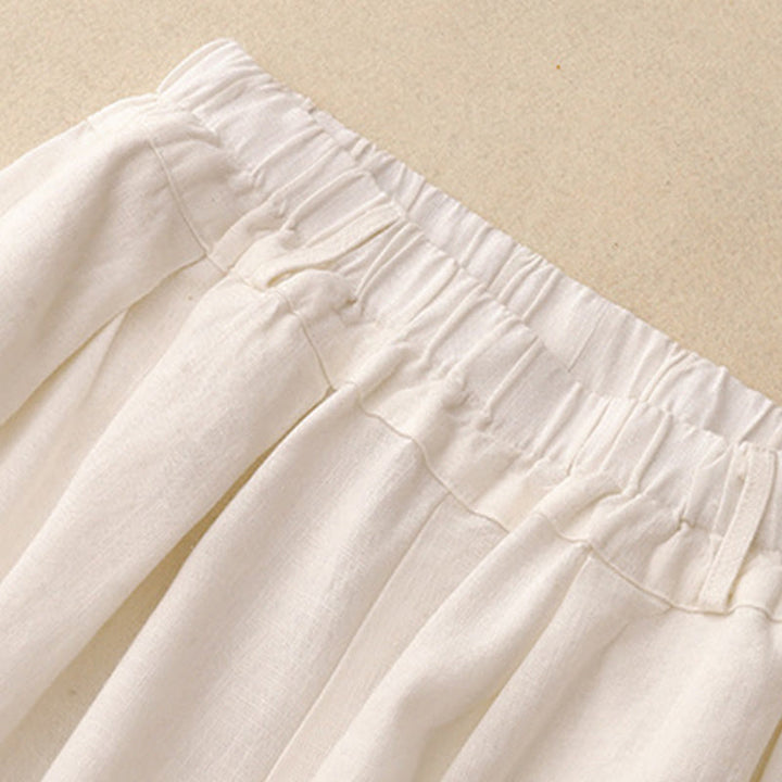 Buddha Stones通勤用ヴィンテージ無地レディースワイドレッグコットンパンツ（ポケット付き） - image 11