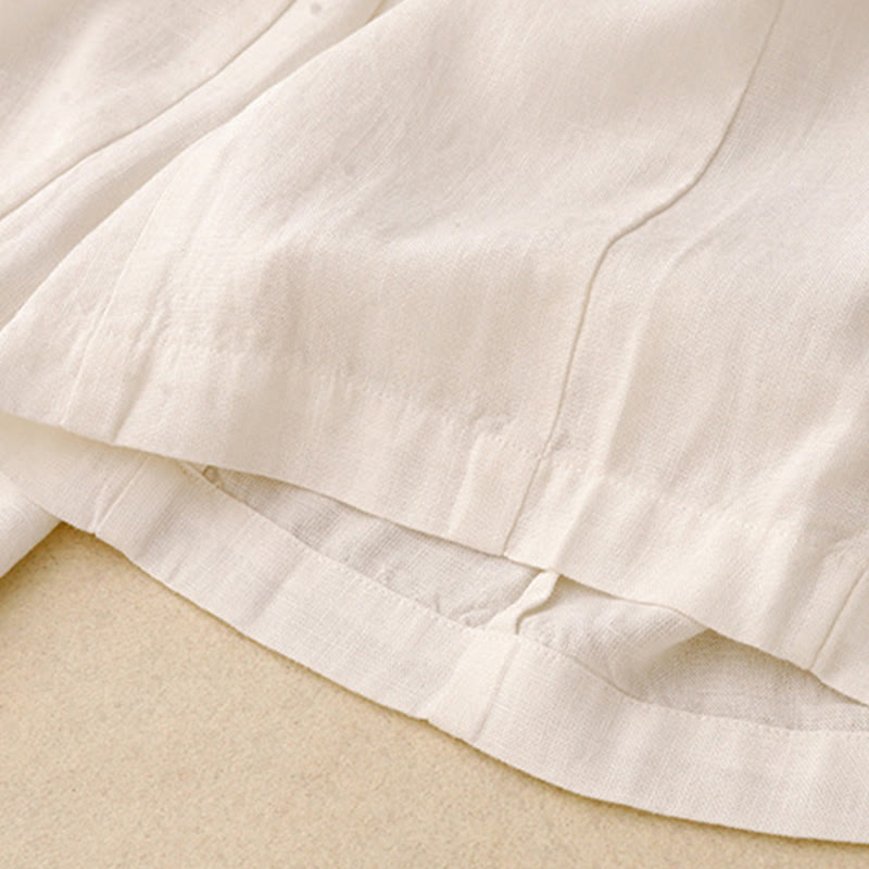 Buddha Stones通勤用ヴィンテージ無地レディースワイドレッグコットンパンツ（ポケット付き） - image 14