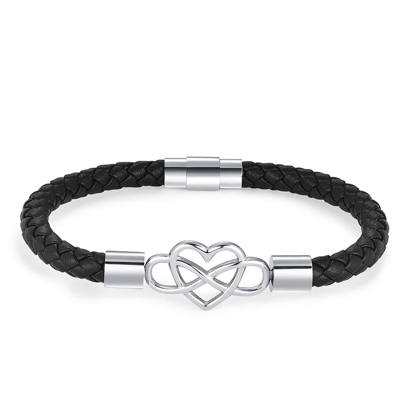 Buddha Stonesエンドレスノット ハートレザー チタンスチール 強度バックルブレスレット - image 2