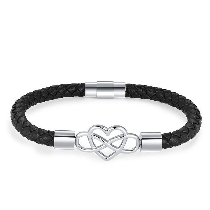 Buddha Stonesエンドレスノット ハートレザー チタンスチール 強度バックルブレスレット - image 2