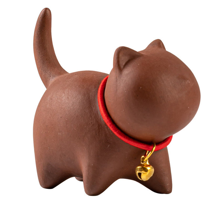 Buddha Stonesミニラブリーレッドロープベルキャットティーペットパープル粘土置物デスクデコレーション - image 5