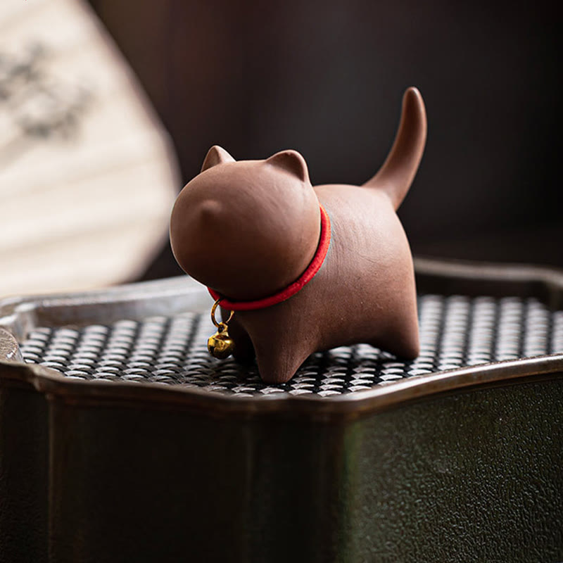 Buddha Stonesミニラブリーレッドロープベルキャットティーペットパープル粘土置物デスクデコレーション - image 6