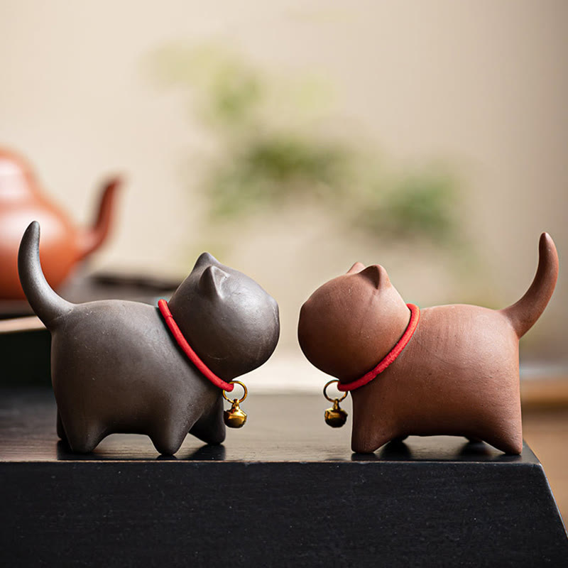 Buddha Stonesミニラブリーレッドロープベルキャットティーペットパープル粘土置物デスクデコレーション - image 12