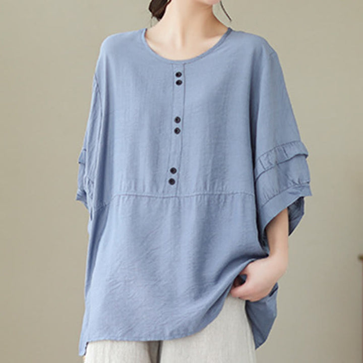 Buddha Stonesカジュアル サマー 無地 クルーネック レディース ポリエステル 半袖 Tシャツ - image 4