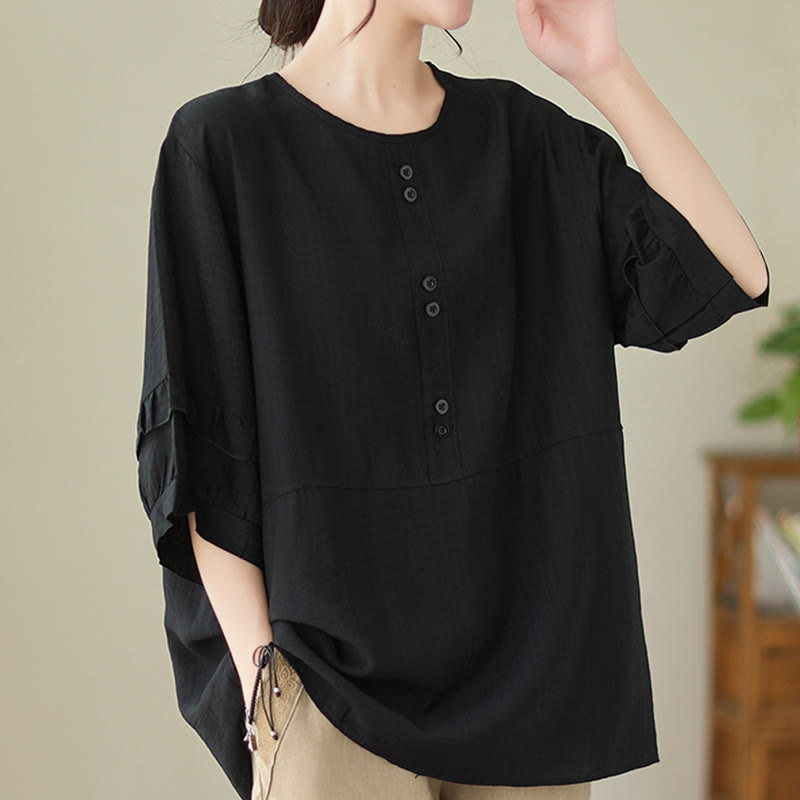 Buddha Stonesカジュアル サマー 無地 クルーネック レディース ポリエステル 半袖 Tシャツ - image 18