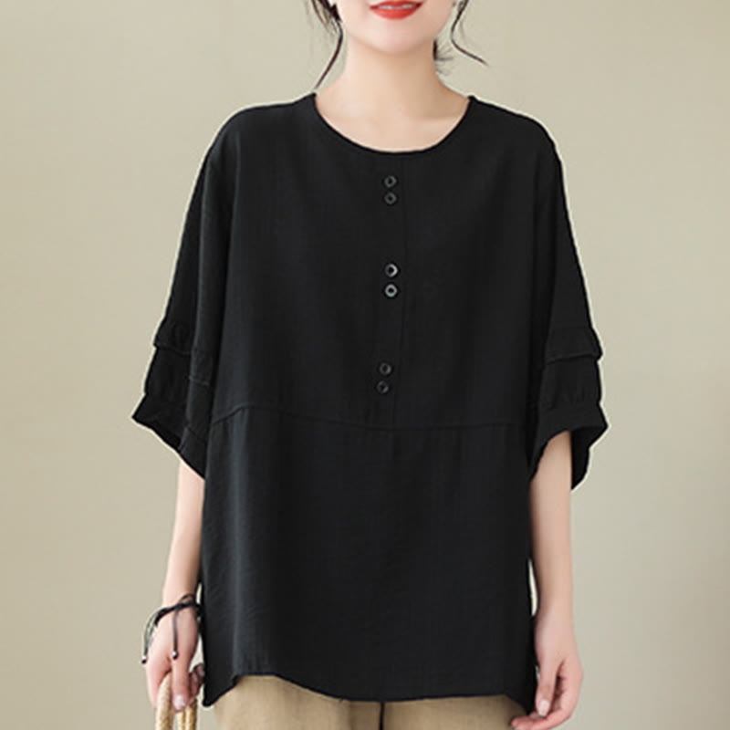 Buddha Stonesカジュアル サマー 無地 クルーネック レディース ポリエステル 半袖 Tシャツ - image 17