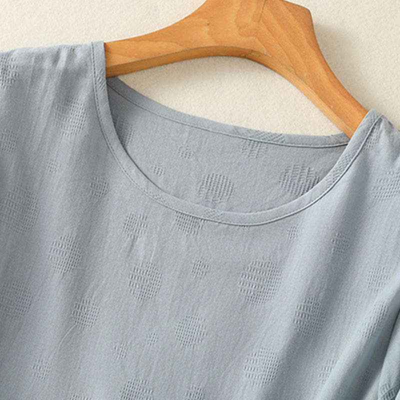 Buddha Stones無地クルーネックデザイン レディース ゆったり半袖Tシャツ - image 5