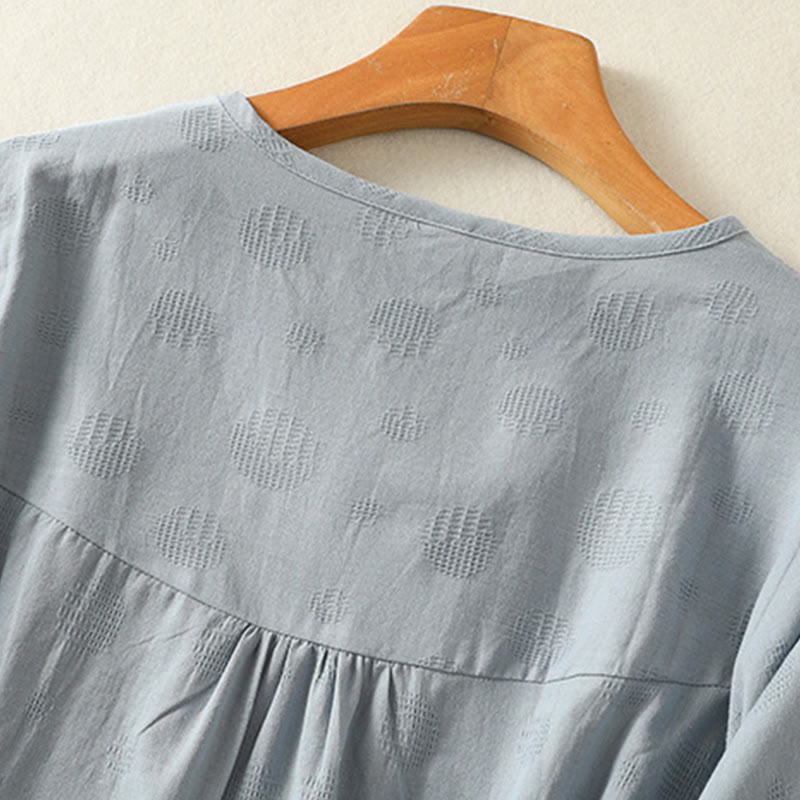 Buddha Stones無地クルーネックデザイン レディース ゆったり半袖Tシャツ - image 4
