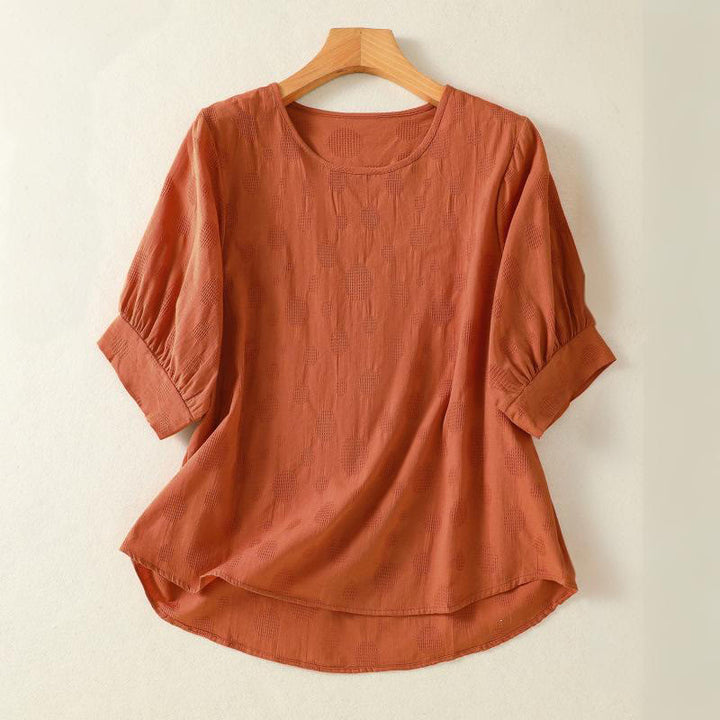 Buddha Stones無地クルーネックデザイン レディース ゆったり半袖Tシャツ - ダークオレンジ - US8-10，UK/AU12-14，EU40-42 (2XL) - image 7