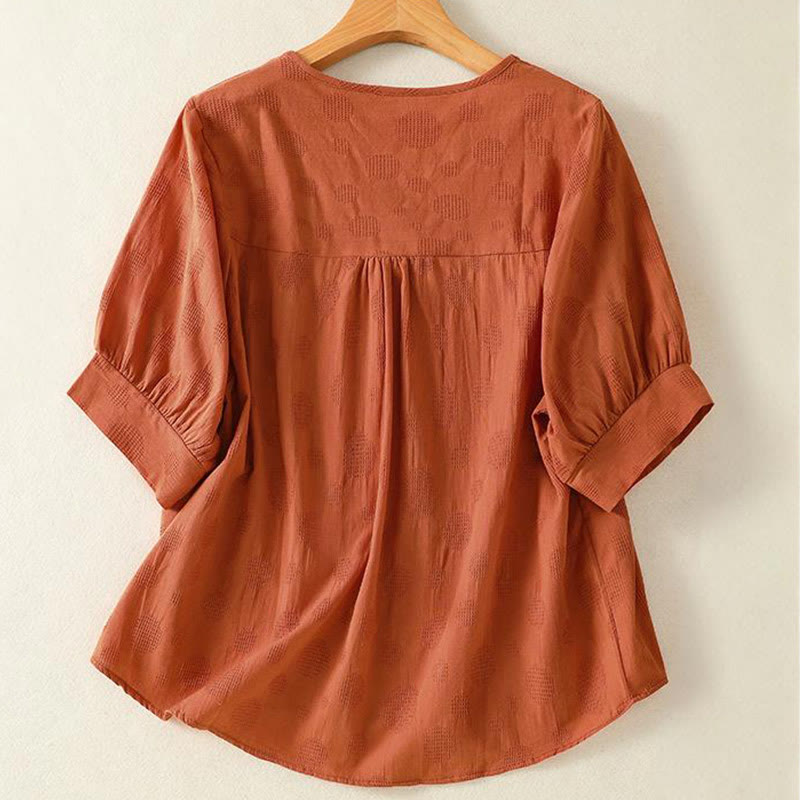 Buddha Stones無地クルーネックデザイン レディース ゆったり半袖Tシャツ - image 8