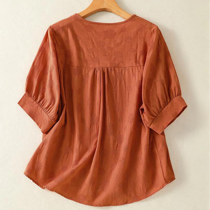 Buddha Stones無地クルーネックデザイン レディース ゆったり半袖Tシャツ - image 8