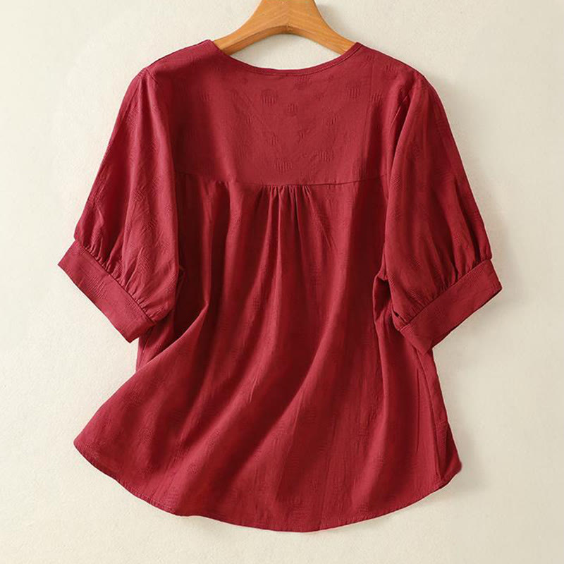 Buddha Stones無地クルーネックデザイン レディース ゆったり半袖Tシャツ - image 14