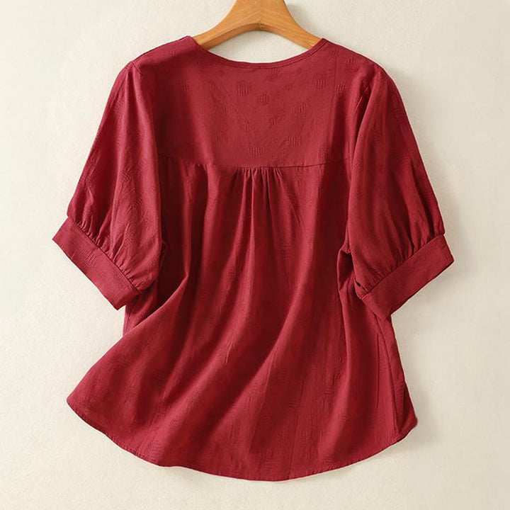Buddha Stones無地クルーネックデザイン レディース ゆったり半袖Tシャツ - image 14
