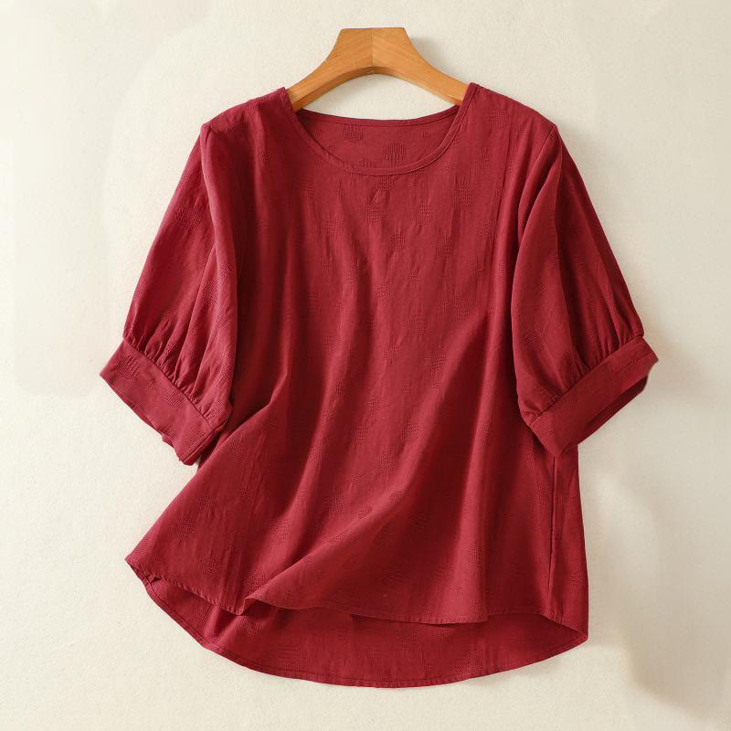Buddha Stones無地クルーネックデザイン レディース ゆったり半袖Tシャツ - 茶色 - US8-10，UK/AU12-14，EU40-42 (2XL) - image 13