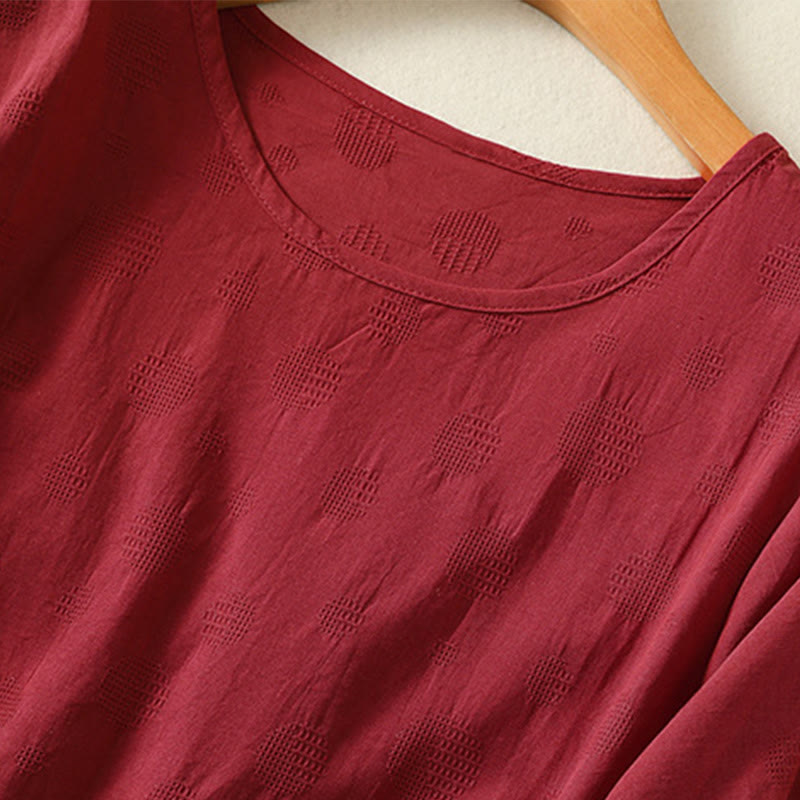 Buddha Stones無地クルーネックデザイン レディース ゆったり半袖Tシャツ - image 18